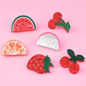 Carton de 12 (soit 1,25€ La Pince) : Pinces à Cheveux Motifs Fruits - 7cm – Image 2