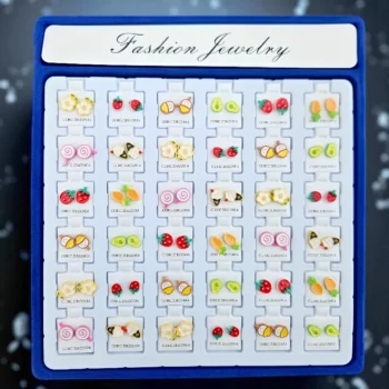 Présentoir de 36 (0,30€ Pièce) : Paires de Boucles d’Oreilles Fruits & Gourmandises – CUBIC ZIRCONIA – Image 3