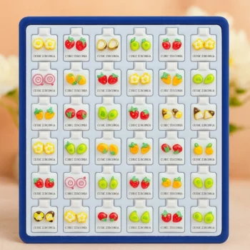 Présentoir de 36 (0,30€ Pièce) : Paires de Boucles d’Oreilles Fruits & Gourmandises – CUBIC ZIRCONIA
