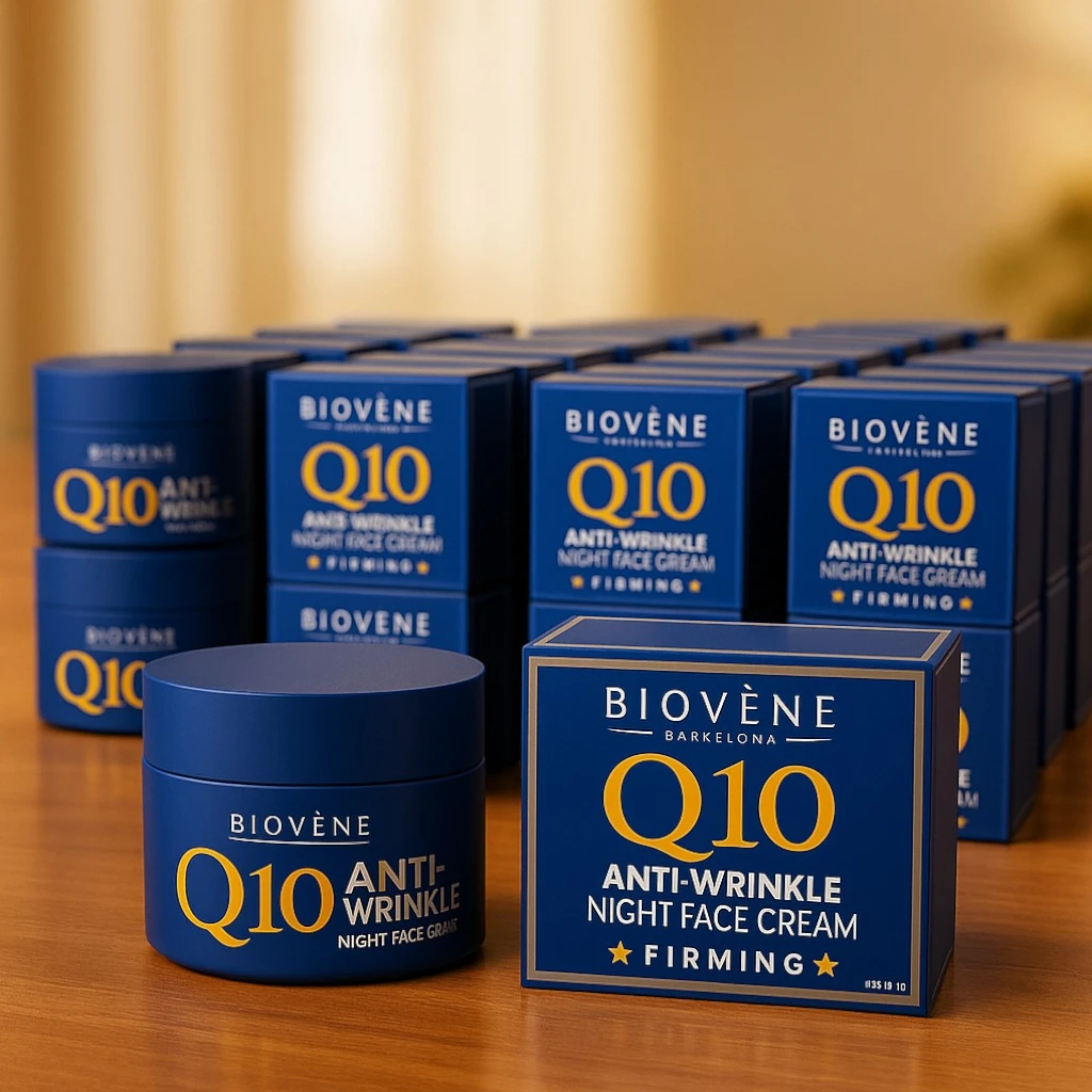 creme de nuit q10 biovene grossiste en lot Lot de 24 : Crème de Nuit Anti-Rides Q10 – Extra Fermeté – Biovène Barcelona – Image 1
