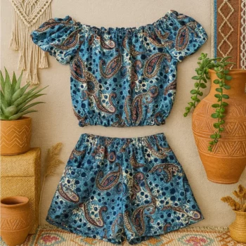 Lot de 12 (Soit 2€ Pièce) : Ensembles Été Femme – Haut + Short – Motif Paisley – M/L et XL/2XL – Image 2