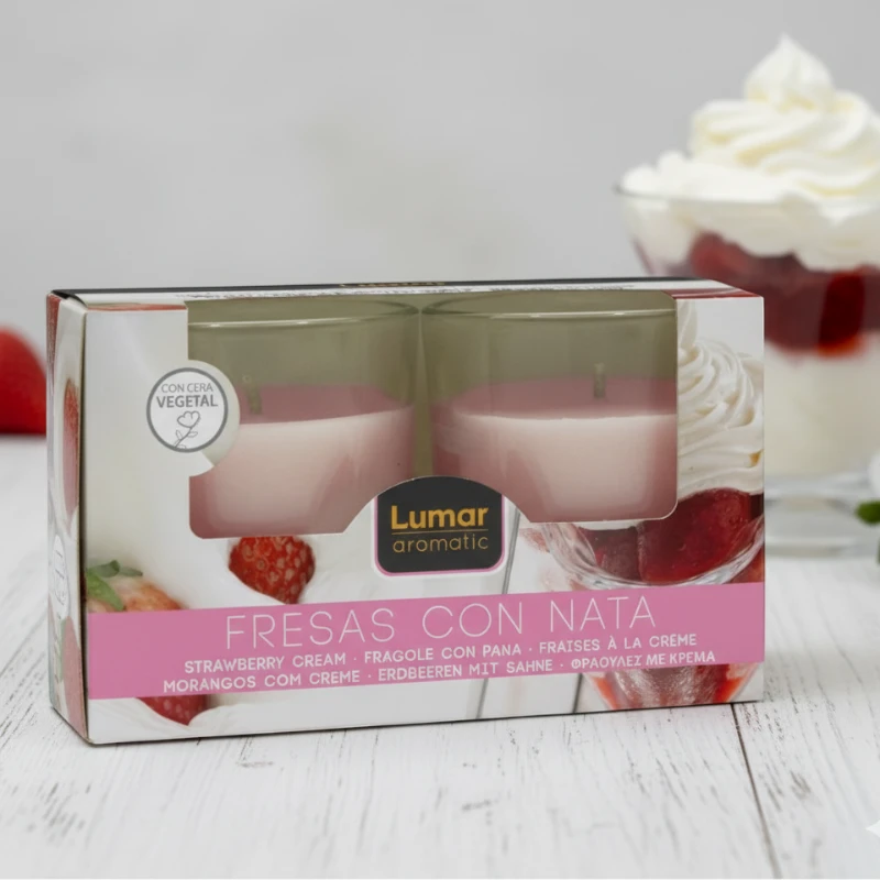 Packs de 8X2 (Soit 1,80€ les 2 bougies) : Pack 2 Bougies Fraise Chantilly - Lumar
