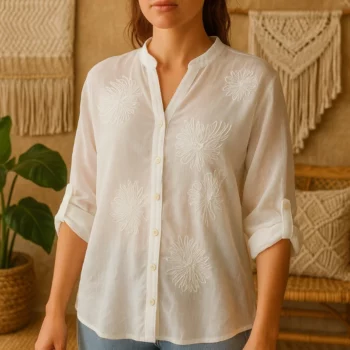 Lot de 5 (Soit 4.50€ Pièce) Mélange de Couleur de Chemise transparente Gros Motif Floral Brodé