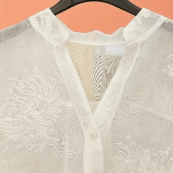 Lot de 5 (Soit 4.50€ Pièce) Mélange de Couleur de Chemise transparente Gros Motif Floral Brodé – Image 2