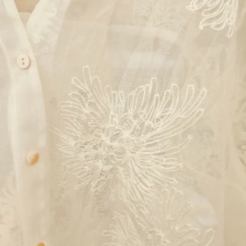 Lot de 5 (Soit 4.50€ Pièce) Mélange de Couleur de Chemise transparente Gros Motif Floral Brodé – Image 3