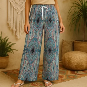 Lot de 16 (Soit 3,20€ Pièce) Pantalon Fluide & Évasé – Motifs différents Colorés – Image 3
