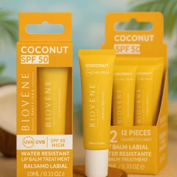 Lot de 24 (soit 2,54€ Pièce) : Baume à Lèvres Coco SPF 50 – Soin Solaire Hydratant Haute Protection