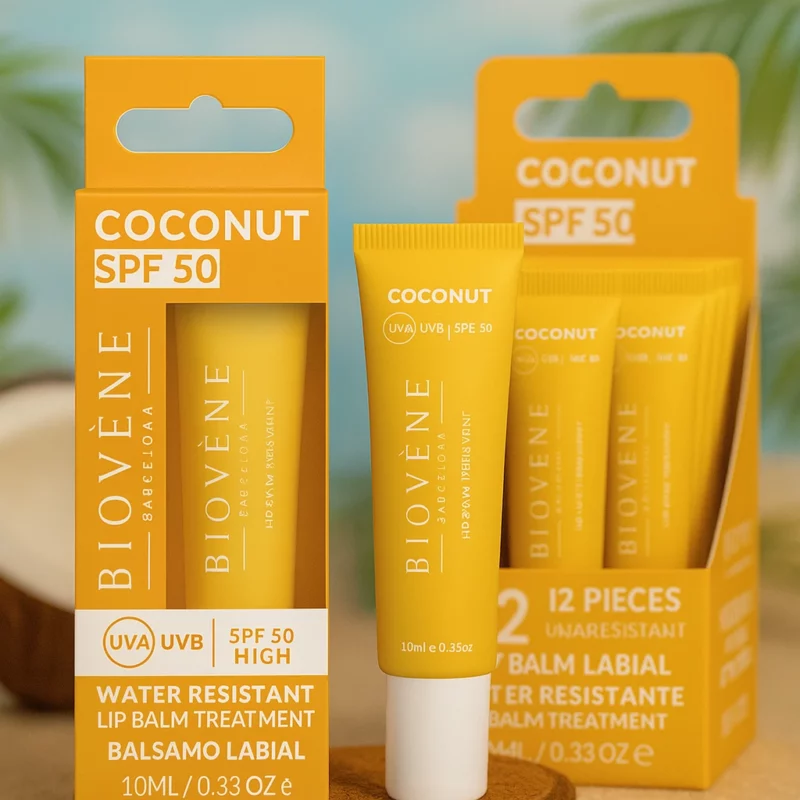 Lot de 24 (soit 2,54€ Pièce) : Baume à Lèvres Coco SPF 50 – Soin Solaire Hydratant Haute Protection