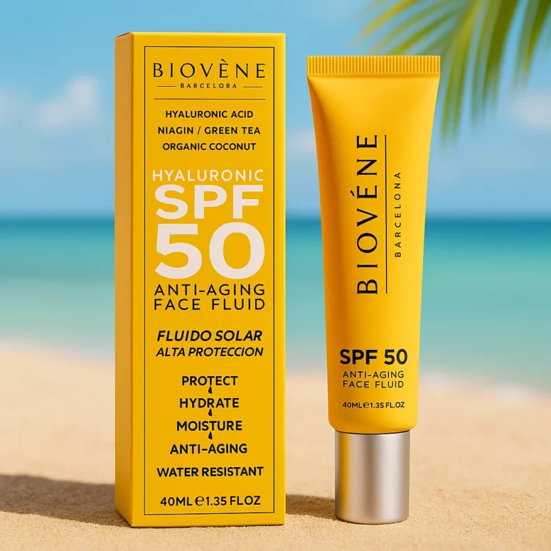 Lot de 6 (4,65€ Pièce) : Fluide Solaire Visage Anti-Âge SPF 50 – Biovène Barcelona