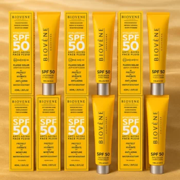Lot de 12 (4,65€ Pièce) : Fluide Solaire Visage Anti-Âge SPF 50 – Biovène Barcelona
