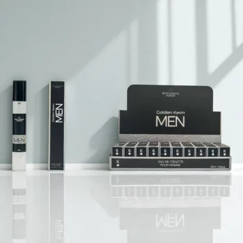 Présentoir de 20 (1,20€ pièce) : Eau de toilette générique Homme GOLDEN KEVIN MEN 33ml - Reyes Queens – Image 3