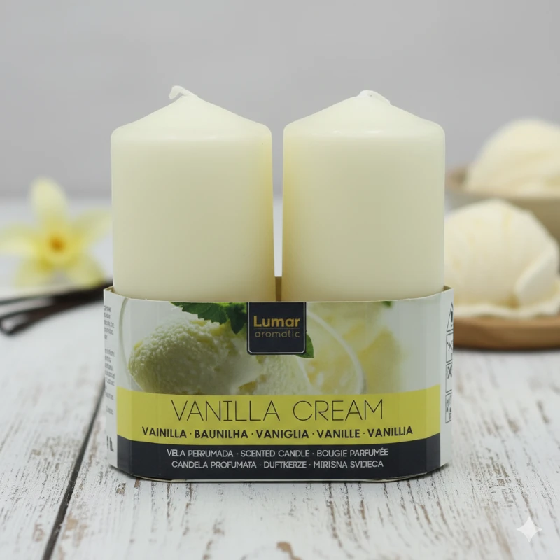 grossiste en bougie lumar pas cher (17) Lot de 12X2 Bougies (1,90€ les 2 Bougies) - Parfum Glace Vanille - 10cm X 4,70cm - 24H – Image 1