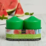 Lot de 12X2 Bougies (1,90€ les 2 Bougies) - Parfum Pastèque - 7cm X 5,70cm - 24H
