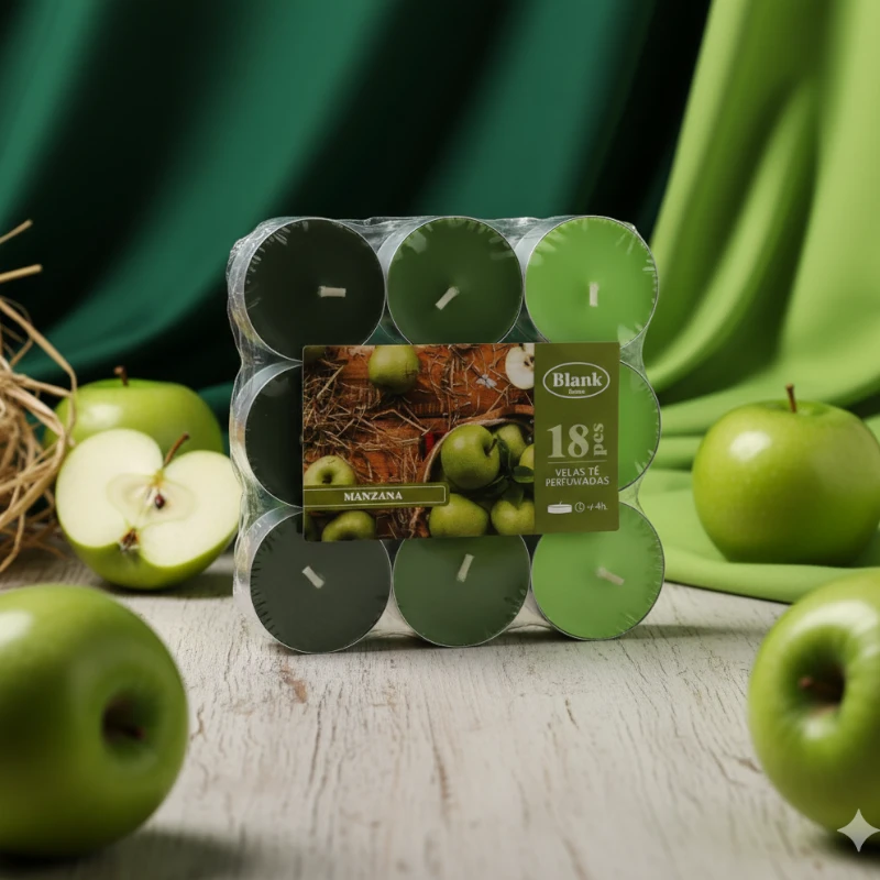 grossiste en bougie lumar pas cher (28) Lot de 6 paquets de 18 bougies (soit 1,60€ les 18) - Parfums Pommes Vertes – Image 1