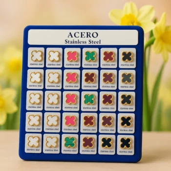 Présentoir de 36 (0,50€ Pièce) : Paires de Boucles d’Oreilles Trèfles Acier Inoxydable – Style Chic et Moderne