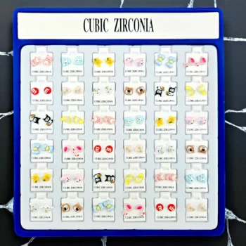 Présentoir de 36 (0,31€ Pièce) : Paires de Boucles d'Oreilles Animaux Colorés – CUBIC ZIRCONIA – Image 4