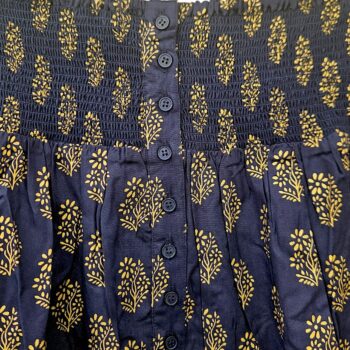 Lot de 5 (3,50€ Pièce) : Jupe longue Asymétrique Motif Végétal Bohème doré - MADE IN INDIA – Image 4