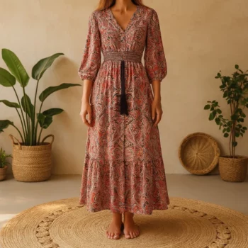 Lot de 12 (Soit 3€ Pièce) Robes Longues avec Manches – Motif Ethnique Coloré – Tailles M/L & XL/XXL – Image 7