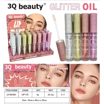 Présentoir de 24 (soit 0,85€ l'unité) LIP OIL GLITTER PLUMP – 3Q BEAUTY – Image 2