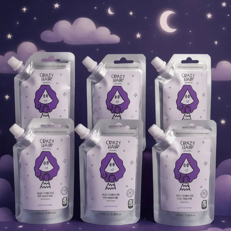 Lot de 6 (0,75€ Pièce) : Masques de Nuit pour Cheveux CRAZY HAIR – Senteur Myrtille – 100 ml