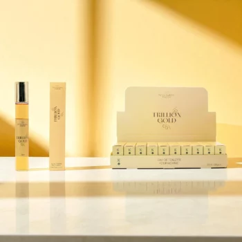 Présentoir de 20 (1,20€ pièce) : Eau de toilette générique Homme TRILLION GOLD 33ml - Reyes Queens – Image 3