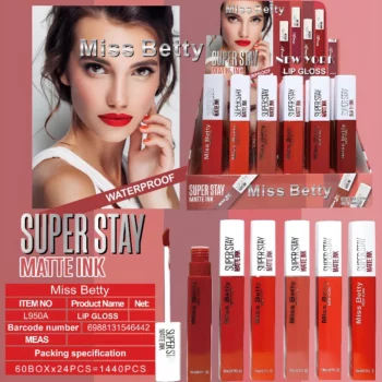 Présentoir de 24 (soit 0,65€ unité) : Gloss à Lèvres Super Stay Matte Ink – Miss Betty – Waterproof – Image 2