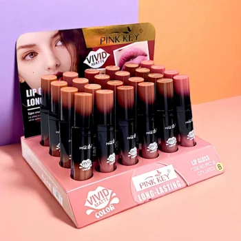 Présentoir de 24 (soit 0,80€ unité) : Gloss à Lèvres MATTE VIF – PINK KEY