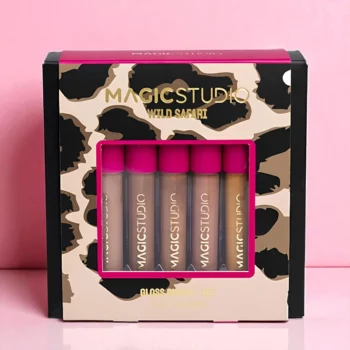 Lot de 6 (soit 3,95€ unité) : Coffret 5 Gloss à Lèvres Pink Safari – MAGIC STUDIO