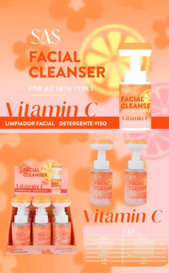 Présentoir de 9 (soit 3,90€ unité) : Nettoyant pour Visage VITAMINE C - SAS – Image 2