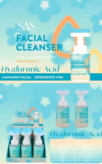 Présentoir de 9 (soit 3,90€ unité) : Nettoyant pour Visage ACIDE HYALURONIQUE - SAS – Image 2