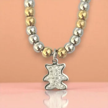 Prix dégressifs à partir de 1,30€ : Bracelets en Perles Bicolores avec Pendentif Strass – Acier Inoxydable – Image 5