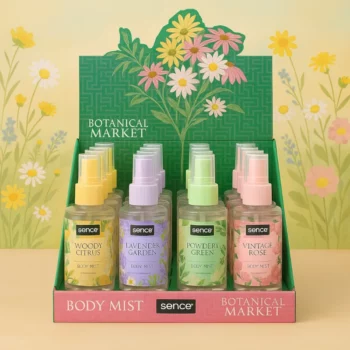 Présentoir de 16 (1,50€ Pièce) : Brumes Corporelles 100 ml – Sence Botanical Market
