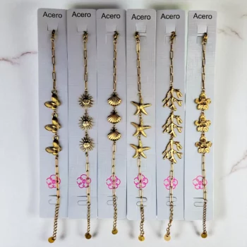 Prix dégressifs à partir de 1,60€ : Bracelets dorés en acier inoxydable (motifs de la mer) – Image 4