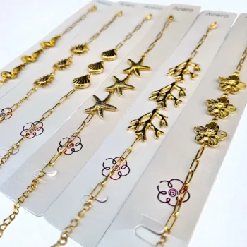Prix dégressifs à partir de 1,60€ : Bracelets dorés en acier inoxydable (motifs de la mer) – Image 2