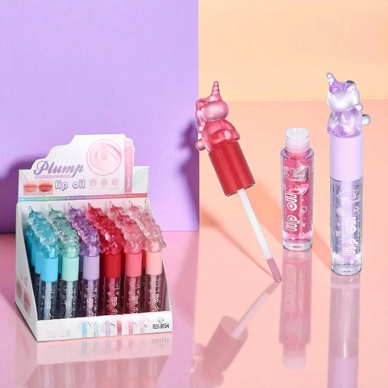 grossiste huile pour les lèvres easy paris B154 Présentoir de 24 (soit 1,05€ unité) : Huile à Lèvres Licorne PLUMP – EASY PARIS – Image 1