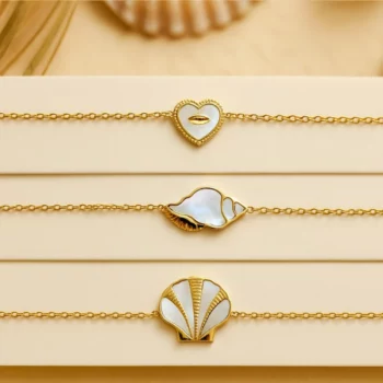 Prix dégressifs à partir de 1,60€ : Bracelets dorés & nacrés en acier inoxydable – Image 2