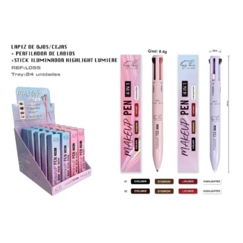 Présentoir de 24 (soit 1,97€ unité) : Stylo Rétractable MAKE-UP 4 en 1 – EASY PARIS – Image 2