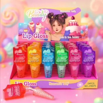 Présentoir de 24 (soit 0,98€ Pièce) : Gloss à Lèvres Kiss Me Beauty – Fraise & Sakura – Ushas