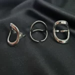 Lot de 3 (2€ Pièce) : Bagues Argentée en Acier Inoxydable – Réglables et Adaptables