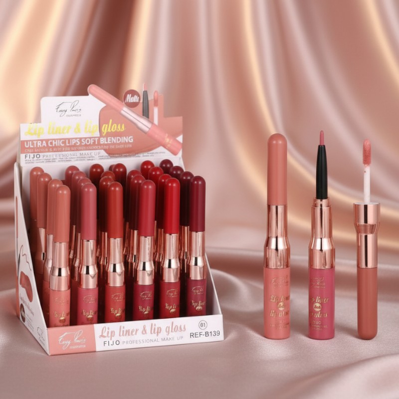 CRAYON À LÈVRES & GLOSS ULTRA CHIC MATTE FIX PACK 24 EASY PARIS Présentoir de 24 (soit 1,14€ l'unité) CRAYON À LÈVRES & GLOSS ULTRA CHIC MATTE FIX – Easy Paris – Image 1