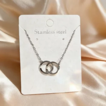 Lot de 3 (1,50€ Pièce) : Collier Avec Pendentif Cercle  - Argenté – Image 2