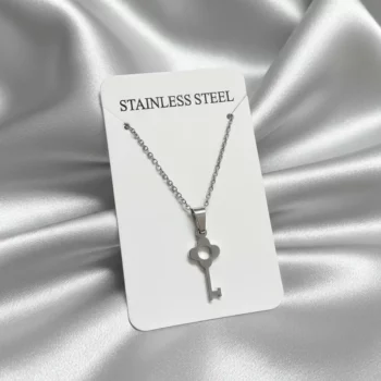 Lot de 3 (1,50€ Pièce) : Collier Avec Pendentif Clé - Argenté – Image 2