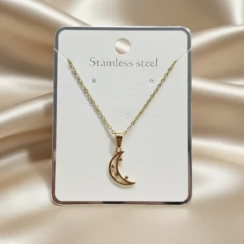 Lot de 3 (1,50€ Pièce) : Collier Avec Pendentif Lune - Doré – Image 2