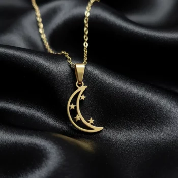 Lot de 3 (1,50€ Pièce) : Collier Avec Pendentif Lune - Doré