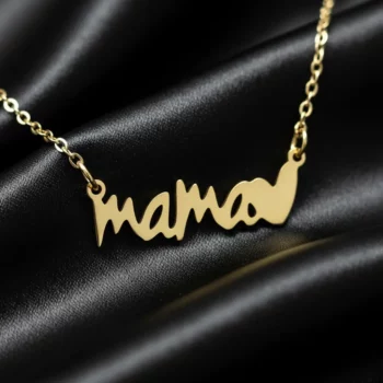 Lot de 3 (1,50€ Pièce) : Collier Avec Pendentif Mama & Coeur - Doré