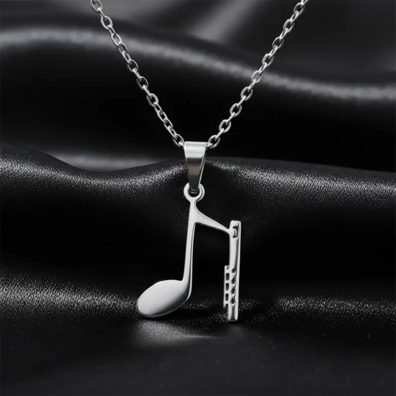 Lot de 3 (1,50€ Pièce) : Collier Avec Pendentif Note de Musique - Argenté