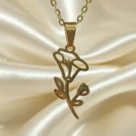 Lot de 3 (1,50€ Pièce) : Collier Avec Pendentif Rose - Doré