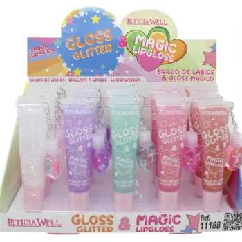 Présentoir de 20 (soit 1,05€ l'unité) : GLOSS À LÈVRES MAGIC GLITTER – LONGUE TENUE – Leticia Well – Image 2