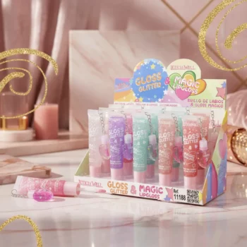 Présentoir de 20 (soit 1,05€ l'unité) : GLOSS À LÈVRES MAGIC GLITTER – LONGUE TENUE – Leticia Well