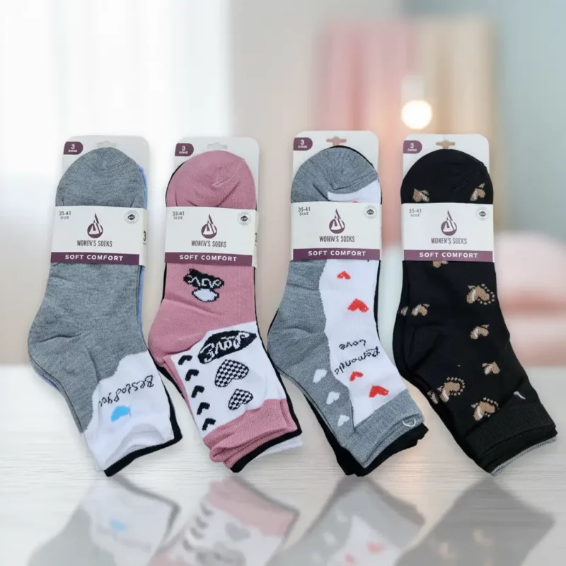 Lot de 12 Paires (0,49€ Pièce) : Chaussettes Femme – Motifs & Couleurs Assortis